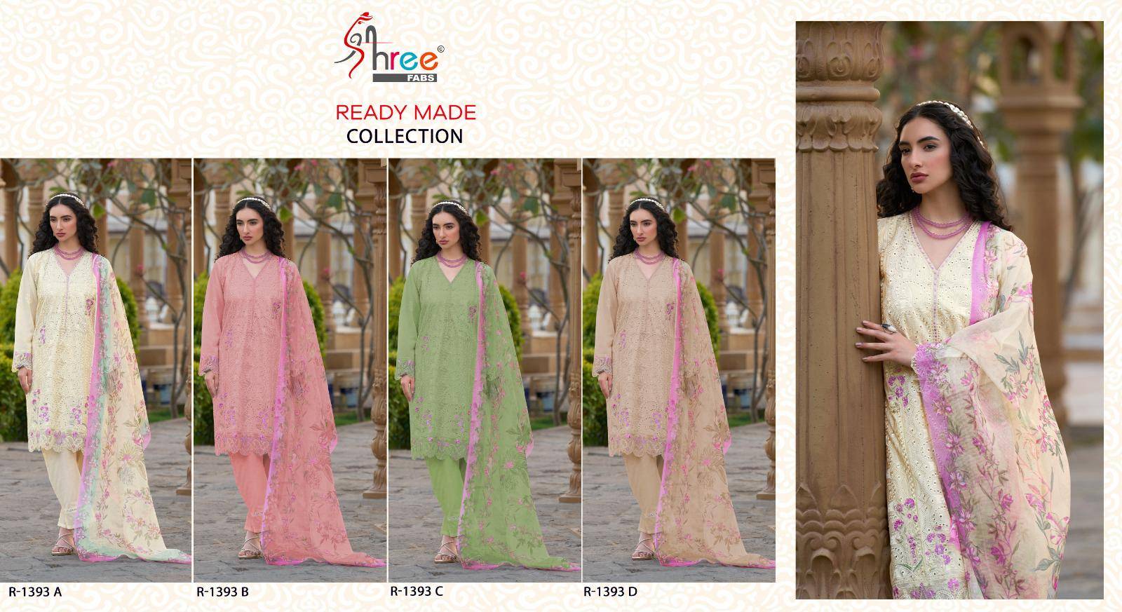 1393 Colors BY Shree fabs 1393 a TO 1393 d SERIES Pakistani Stylish Beautiful Colourful Printed & Roman silk readymade Dresses At Wholesale Price